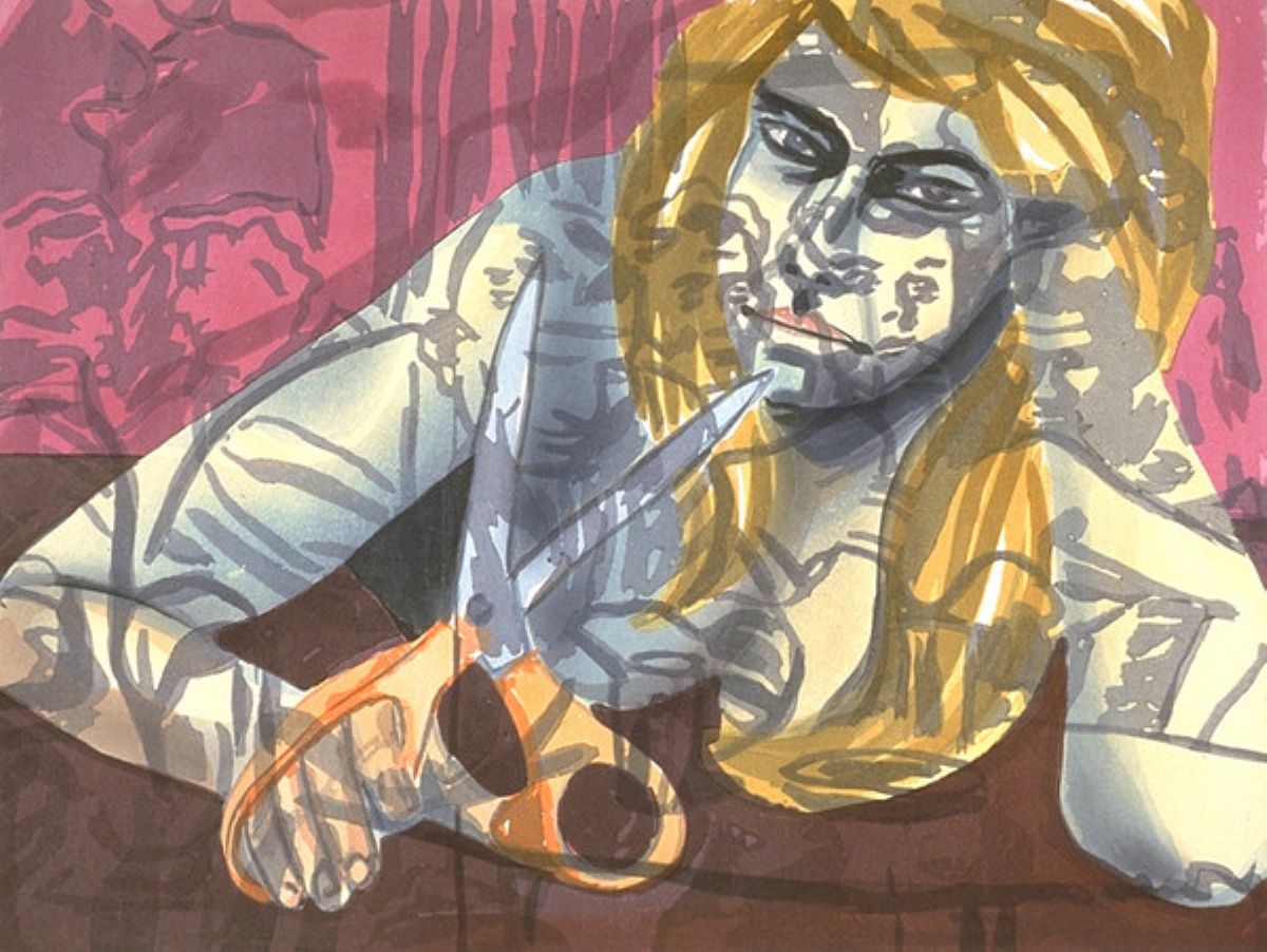 Portrait With Scissors and Nightclub by David Salle