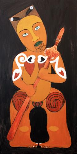 Pou Hine me Taiaha  by Robyn Kahukiwa