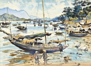 Loading Sampans for Market Hong Kong by Peter McIntyre
