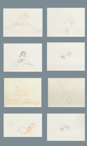 Set of Bag One Suite Erotic Lithographs by John Lenno
