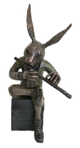 Rabbit with flute by Carol Cauldwell